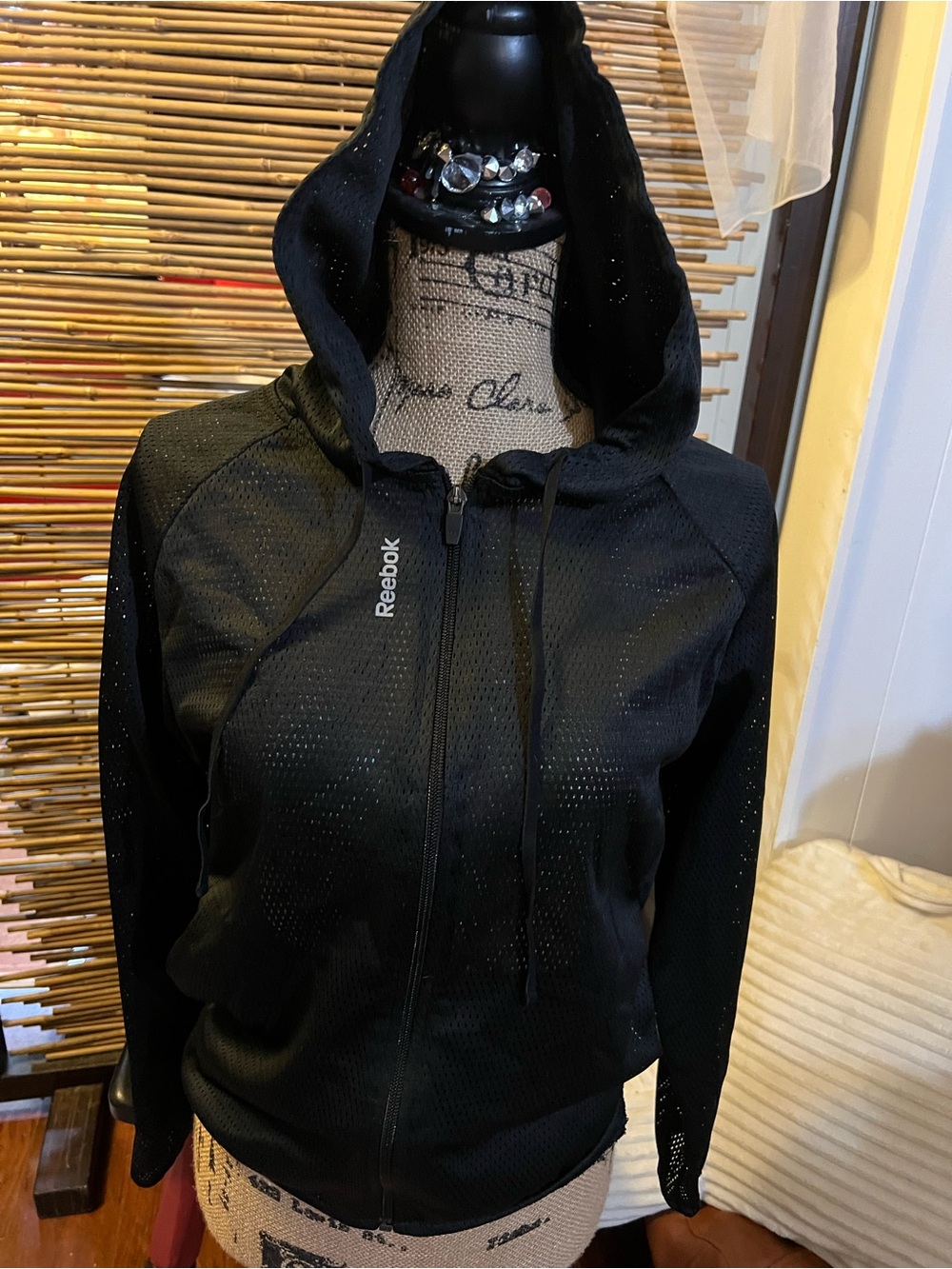 Reebok Women’s Black Perforated Full-Zip Hoodie
